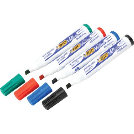 Velleda, Whiteboard Marker, Assorted, Broad, Non-Permanent, Chisel Tip, 4 Pack