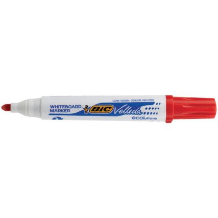 Velleda, Whiteboard Marker Pen, Red, Broad, Bullet, Non-Retractable, 12 Pack