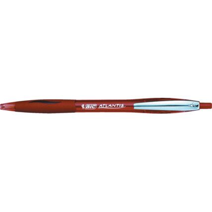 Atlantis Series, Ballpoint Pen, Red, Medium Tip Size, 0.4mm Line Width, Pack of 12