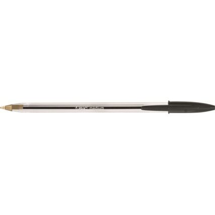 Cristal, Ballpoint Pen, Black, Non-Retractable, Fine, 0.4mm Line Width, Non-Refillable, 100 Pack