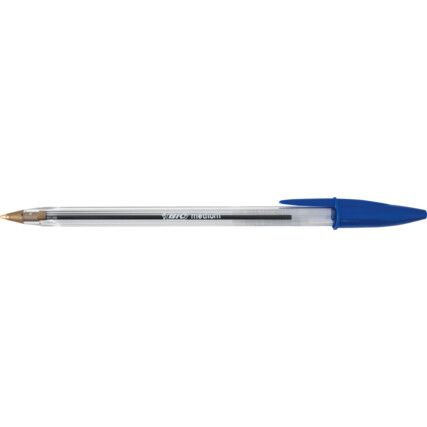 Cristal Series, Ballpoint Pen, Blue, Fine Tip Size, 0.4mm Line Width, Pack of 100