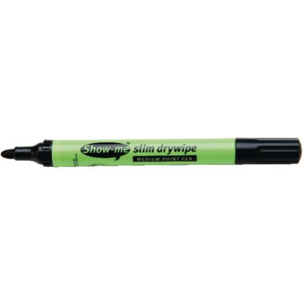 Whiteboard Marker, Black, Medium, Bullet, Non-Retractable, 10 Pack