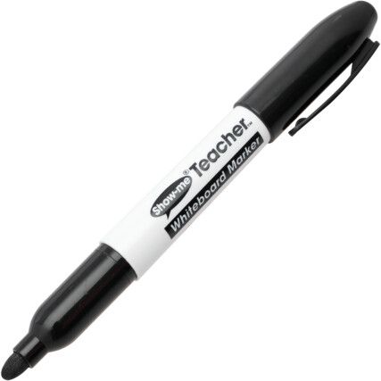 Show Me, Whiteboard Marker, Black, Broad, Bullet, Non-Retractable, 10 Pack