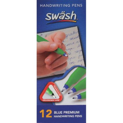 Komfigrip Series, Handwriting Pen, Blue, Medium Tip Size, Pack of 12