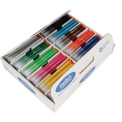 Komfigrip Series, Fibre Tip Pen, Assorted Colours, Fine Tip Size, 2mm Line Width, Pack of 300