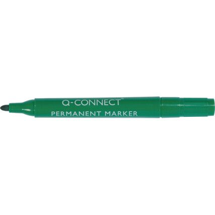 Permanent Marker Pen, Green, Broad, Bullet, Non-Retractable, 10 Pack