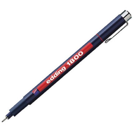 1800-0.1 Series, Drawing Pen, Black, Extra Fine Tip Size, 0.1mm Line Width, Pack of 10