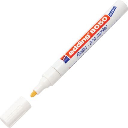 8050, Permanent Marker Pen, White, Broad, Bullet, Non-Retractable, 1 Pack