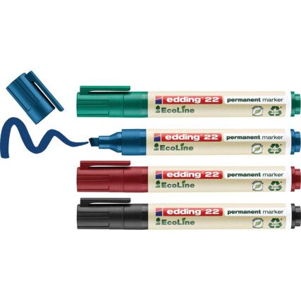 E-22/4 S ECOLINE PERMANENT MARKER ASSORTED (PK-4)