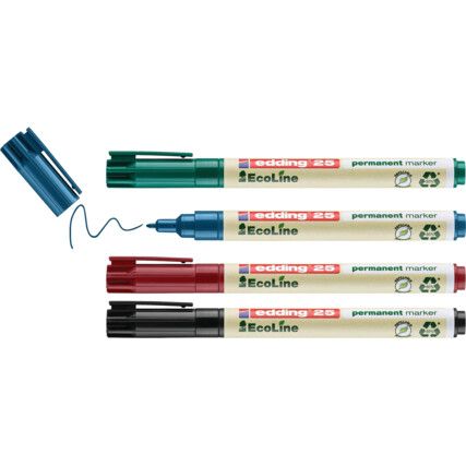 E-25/4 S ECOLINE PERMANENT MARKER ASSORTED (PK-4)