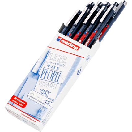 e-1800, Fineliner Pen, Black, Non-Retractable, 0.7mm,  10 Pack