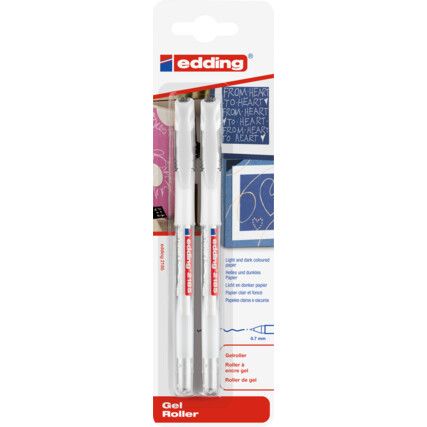 e-2185 Series, Gel Pen, White, Medium Tip Size, Pack of 2