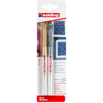 e-2185, Gel Pen, Gold/Silver, Non-Retractable, 0.7mm,  Pack