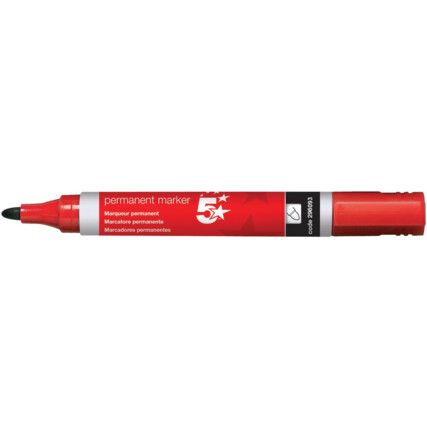 Permanent Marker Pen, Red, Medium, Bullet, 12 Pack