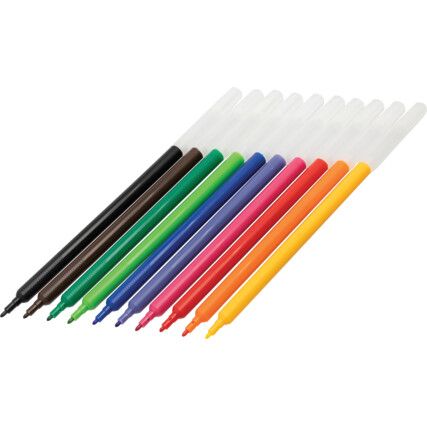 Fibre Tip Pen, Assorted Colours, Fine Tip Size, 0.7mm Line Width, Pack of 10