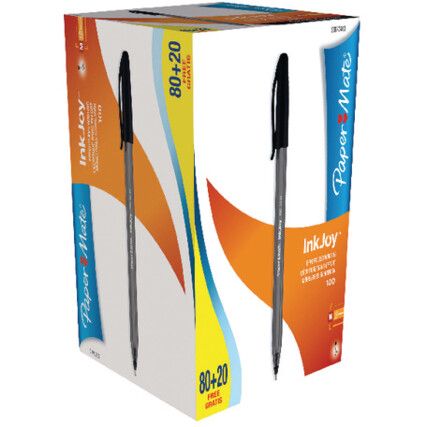 Inkjoy Series, Ballpoint Pen, Black, Medium Tip Size, 0.4mm Line Width, Pack of 100