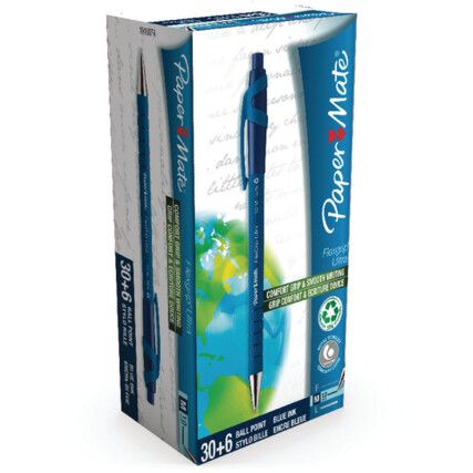 Flexgrip Ultra, Ballpoint Pen, Blue, Retractable, Medium, 1mm Line Width, Non-Refillable, 36 Pack