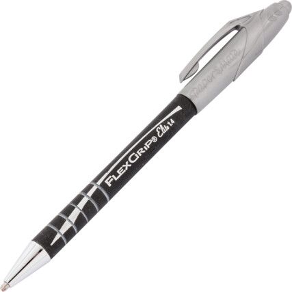 Flexgrip Elite, Ballpoint Pen, Black, Retractable, Medium, 0.8mm Line Width, Non-Refillable, 12 Pack