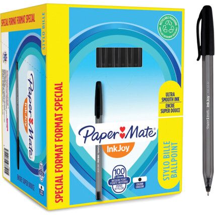 Ballpoint Pen, Black, Non-Retractable, 0.8mm Line Width, Non-Refillable,  100 Pack