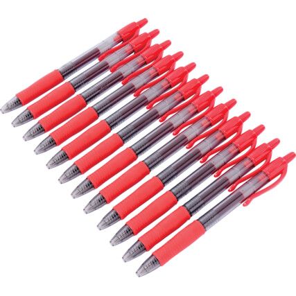 G-2, Gel Pen, Red, Retractable, Fine, 0.39mm Line Width, Cartridge, 12 Pack