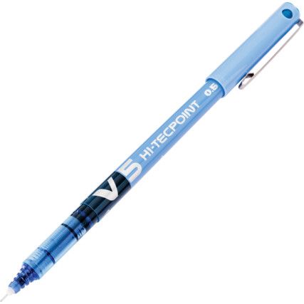 V5 Hi-Tecpoint Series, Rollerball Pen, Blue, Fine Tip Size, 0.5mm Line Width, Pack of 1