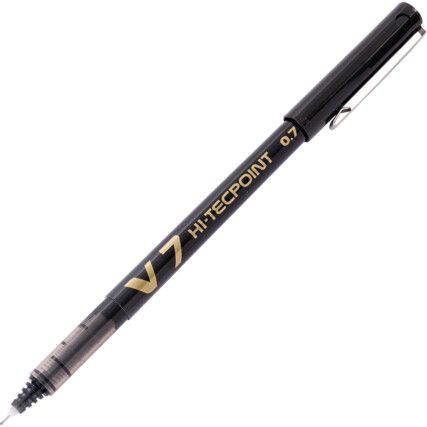 V7 Hi-Tecpoint, Rollerball Pen, Black, Non-Retractable, Fine, 0.5mm Line Width, Non-Refillable, 1 Pack