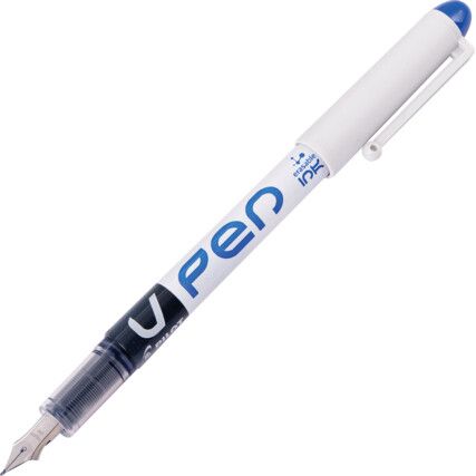 V-Pen, Fountain Pen, Blue, Non-Retractable, Medium, 0.5mm Line Width, Non-Refillable, 1 Pack