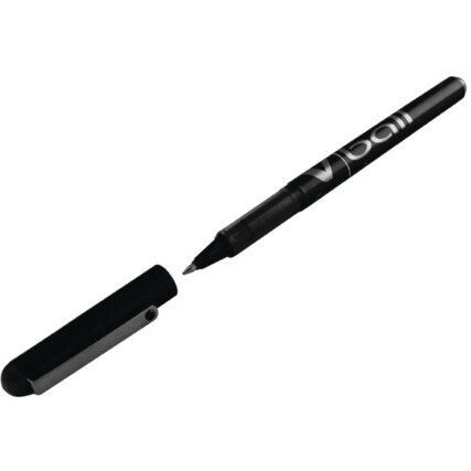 V-Ball Series, Rollerball Pen, Black, Fine Tip Size, 0.3mm Line Width, Pack of 12