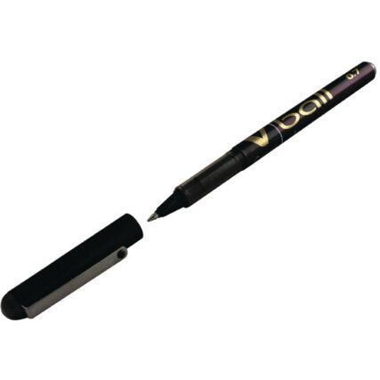 V-Ball Series, Rollerball Pen, Black, Medium Tip Size, 0.5mm Line Width, Pack of 12