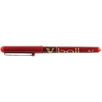 V-Ball, Rollerball Pen, Red, Non-Retractable, Medium, 0.5mm Line Width, Non-Refillable, 12 Pack