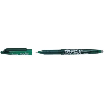 Frixion Ball, Rollerball Pen, Green, Non-Retractable, Medium, 0.7mm Line Width, Refill Core, 12 Pack