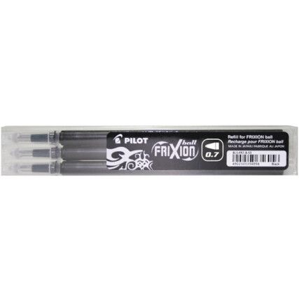 Frixion Ball, Rollerball Refill Pen, Black, Refill, Medium, 0.7mm Line Width, Refill Core, 3 Pack