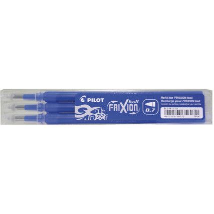 Frixion Ball, Rollerball Refill Pen, Blue, Refill, Medium, 0.7mm Line Width, Refill Core, 3 Pack