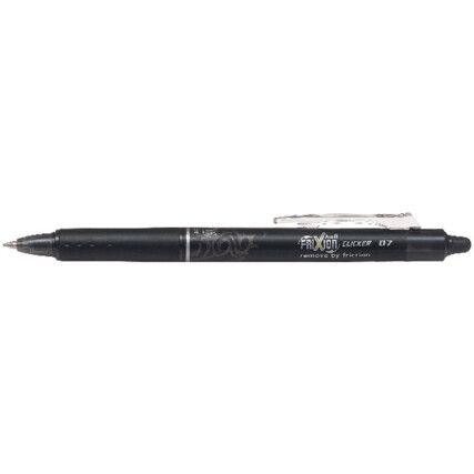 Frixion Clicker Series, Rollerball Pen, Black, Medium Tip Size, 0.7mm Line Width, Pack of 12