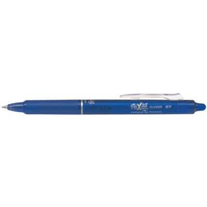 Frixion Clicker Series, Rollerball Pen, Blue, Medium Tip Size, 0.7mm Line Width, Pack of 12