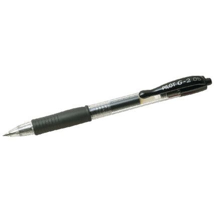 G205, Gel Pen, Black, Retractable, Fine, 0.3mm Line Width, Cartridge, 12 Pack