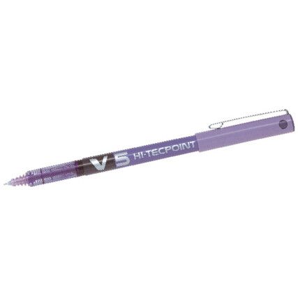 V5 Hi-Tecpoint, Rollerball Pen, Violet, Non-Retractable, Fine, 0.4mm Line Width, Non-Refillable, 12 Pack