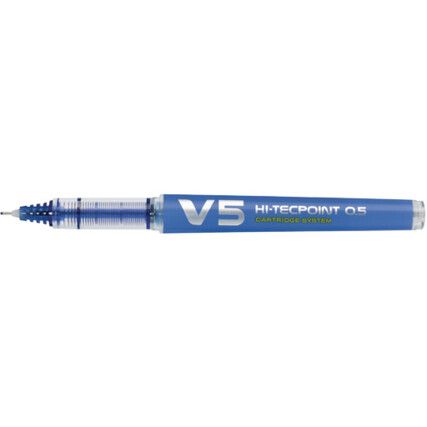 V5 Hi-Tecpoint, Rollerball Pen, Blue, Non-Retractable, Fine, 0.5mm Line Width, Cartridge, 10 Pack