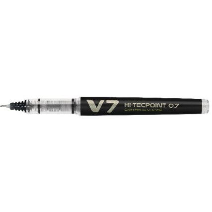 V7 Hi-Tecpoint, Rollerball Pen, Black, Non-Retractable, Fine, 0.7mm Line Width, Cartridge, 10 Pack