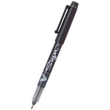 V-Sign, Fineliner Pen, Black, Non-Retractable, Fine, 0.6mm Line Width, Non-Refillable, 12 Pack