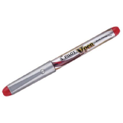 V-Pen, Fountain Pen, Red, Non-Retractable, Medium, 0.58mm Line Width, Non-Refillable, 12 Pack