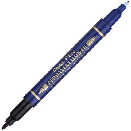 N75W, Permanent Marker Pen, Blue, Fine, Bullet;Ballpoint, Non-Retractable, 12 Pack