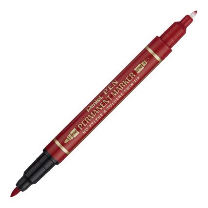 N75W, Permanent Marker Pen, Red, Fine, Bullet;Ballpoint, Non-Retractable, 12 Pack