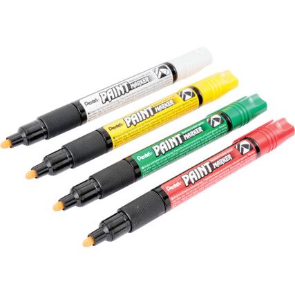 Paint Marker, Assorted Colours, Medium Tip Size, Bullet Nib, Pack of 4