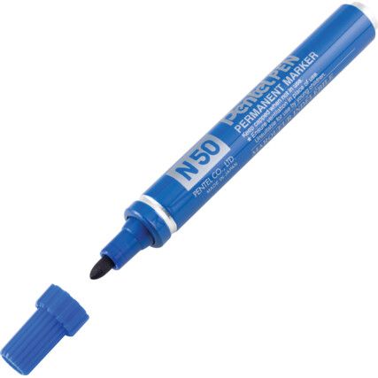 N50, Permanent Marker Pen, Blue, Medium, Bullet, Non-Retractable, 1 Pack