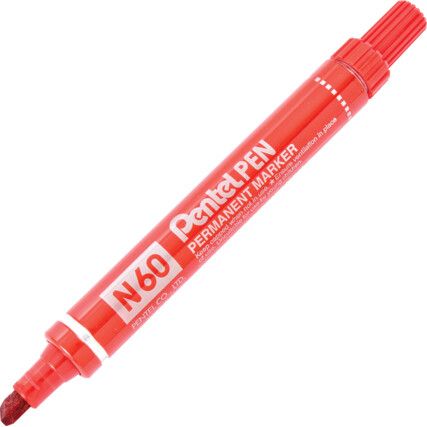 N60, Permanent Marker Pen, Red, Broad, Chisel, Non-Retractable, 1 Pack