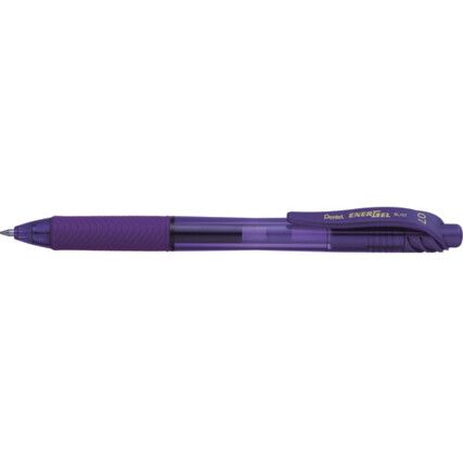 EnerGel-X BL107, Rollerball Pen, Violet, Retractable, Medium, 0.35mm Line Width, Cartridge, 12 Pack