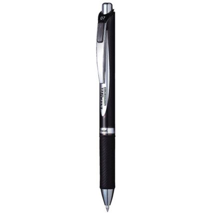 EnerGel Permanent, Gel Pen, Black, Retractable, Medium, 0.35mm Line Width, Cartridge, 12 Pack