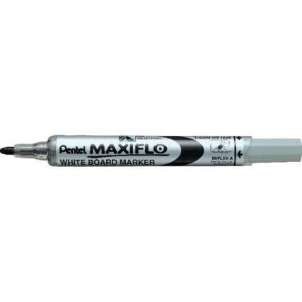 Whiteboard Marker, Black, Fine, Bullet, Non-Retractable, 12 Pack