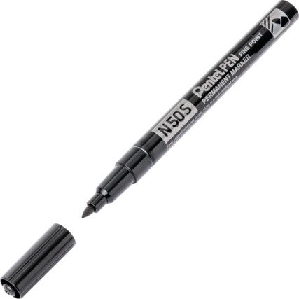 N50S, Permanent Marker Pen, Black, Fine, Bullet, Non-Retractable, 12 Pack